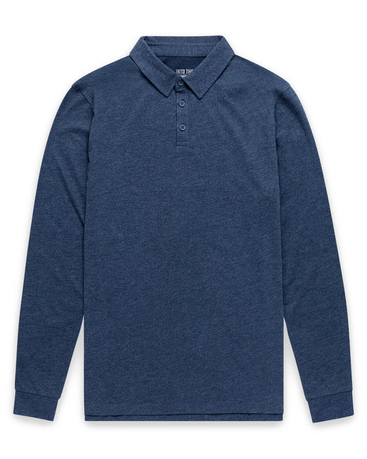 Long Sleeve Polo Shirt Sweatshirt for Men Blue