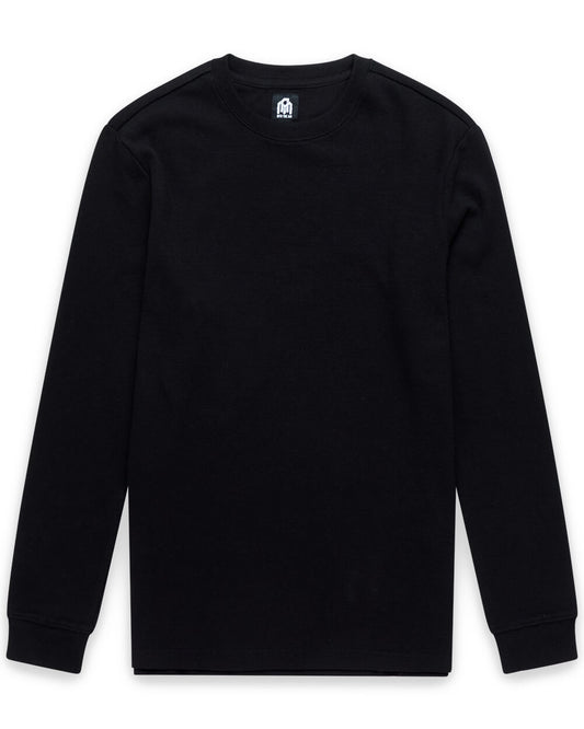 Mens Long Sleeve Waffle Knit Crewneck Shirt Casual Thermal Pullover