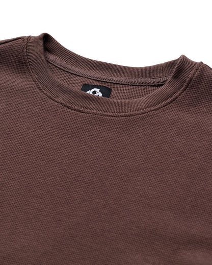 Mens Long Sleeve Waffle Knit Crewneck Shirt Casual Thermal Pullover