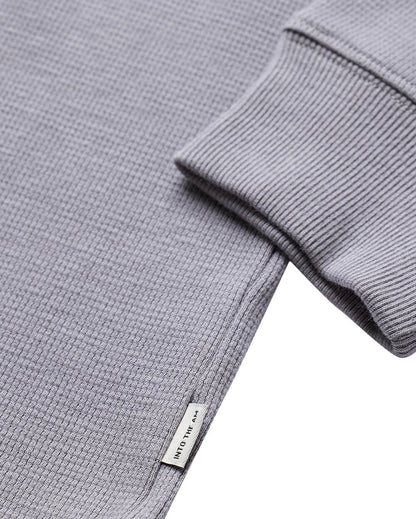 Mens Long Sleeve Waffle Knit Crewneck Shirt Casual Thermal Pullover