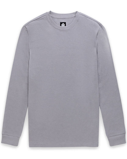 Mens Long Sleeve Waffle Knit Crewneck Shirt Casual Thermal Pullover