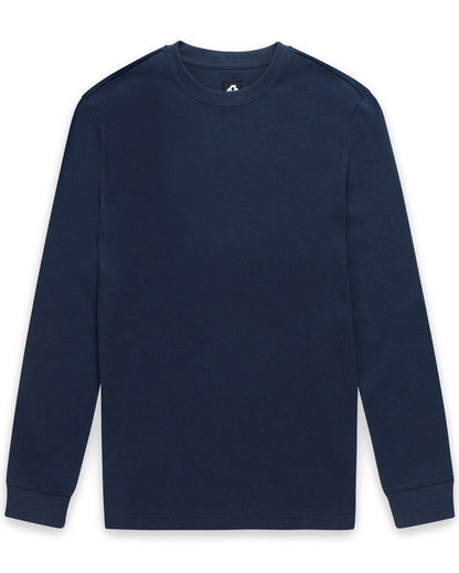 Mens Long Sleeve Waffle Knit Crewneck Shirt Casual Thermal Pullover
