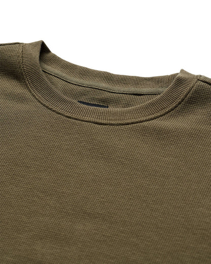 Mens Long Sleeve Waffle Knit Crewneck Shirt Casual Thermal Pullover