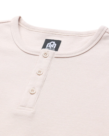 Mens Long Sleeve Waffle Knit Henley Shirt Casual Button Front Thermal Top