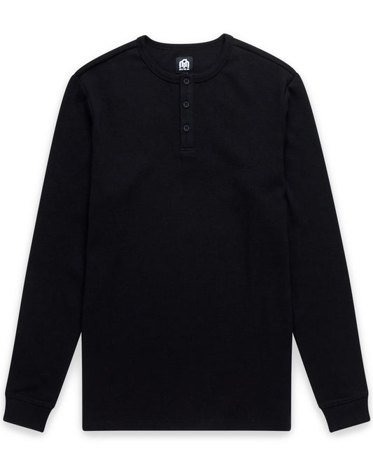 Mens Long Sleeve Waffle Knit Henley Shirt Casual Button Front Thermal Top