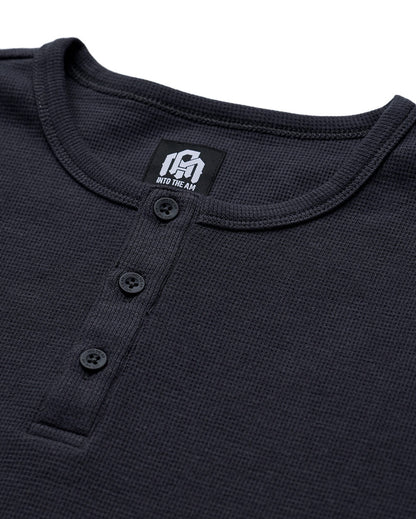 Mens Long Sleeve Waffle Knit Henley Shirt Casual Button Front Thermal Top
