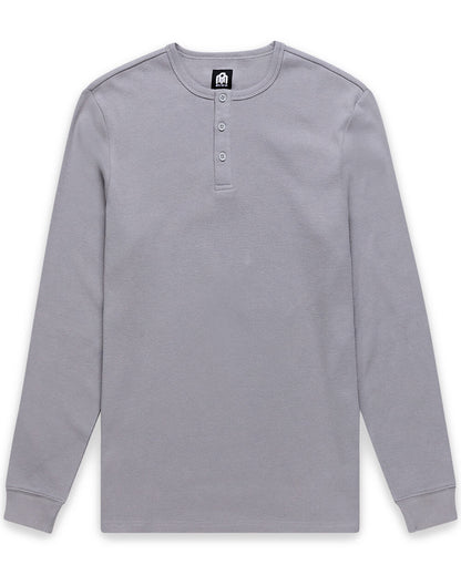 Mens Long Sleeve Waffle Knit Henley Shirt Casual Button Front Thermal Top