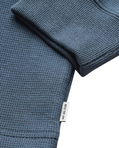 Mens Long Sleeve Waffle Knit Henley Shirt Casual Button Front Thermal Top