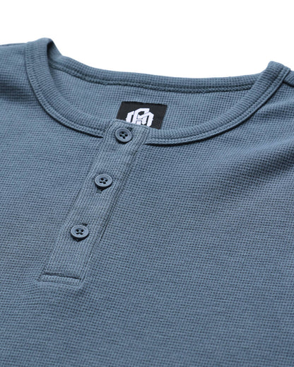Mens Long Sleeve Waffle Knit Henley Shirt Casual Button Front Thermal Top