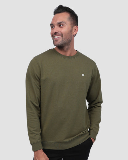 Mens Crewneck Sweatshirt Classic Fit Fleece Pullover Casual Long Sleeve Shirt