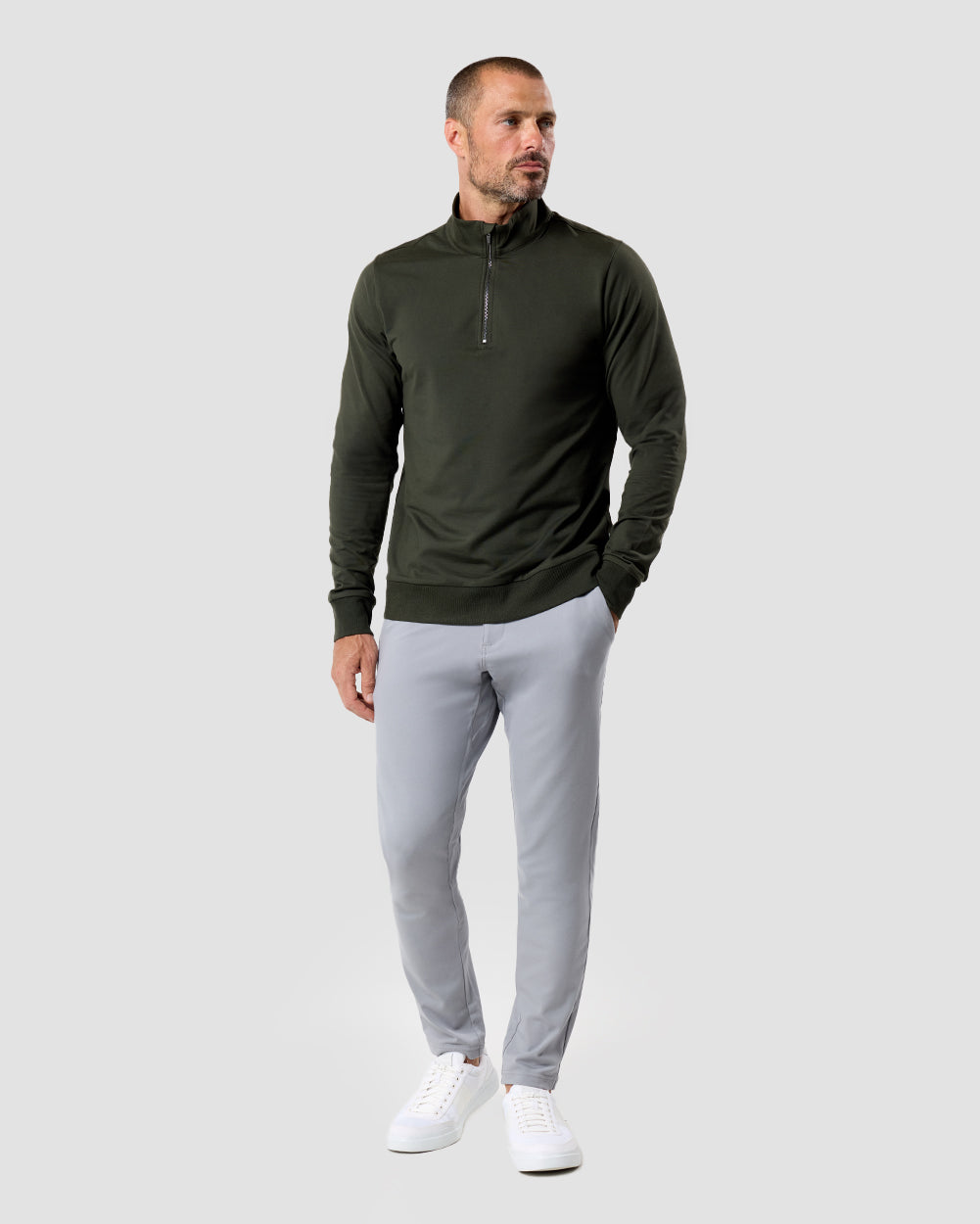 Mens Quarter Zip Tee Lightweight Long Sleeve Athletic Shirt Casual Pullover Top