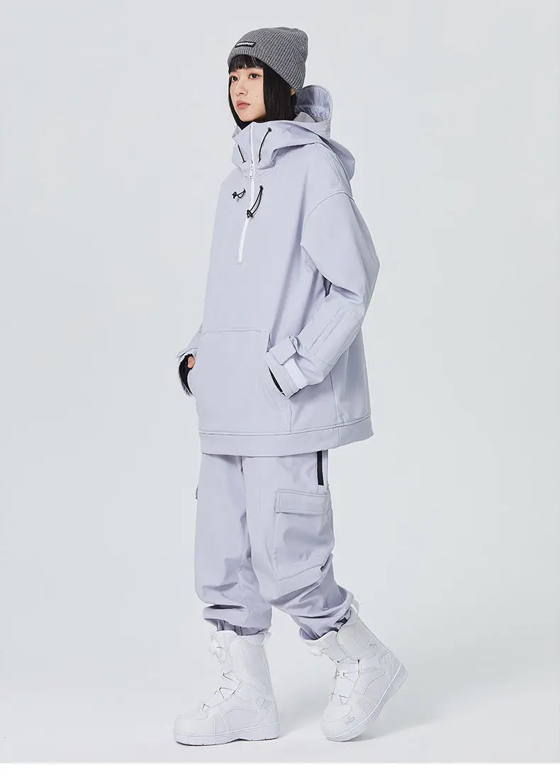 Women’s 2 Piece Ski Suit Set with Hoodie Jacket and Loose Pants