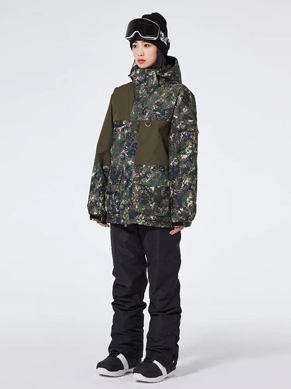 Women’s Floral Printed Snow Jacket and Bib Pants Winter Set
