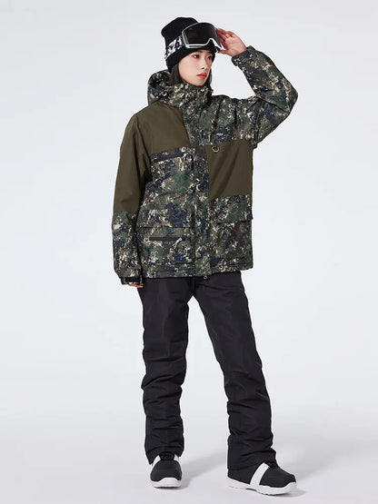 Women’s Floral Printed Snow Jacket and Bib Pants Winter Set