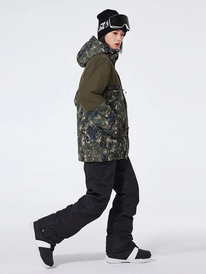 Women’s Floral Printed Snow Jacket and Bib Pants Winter Set