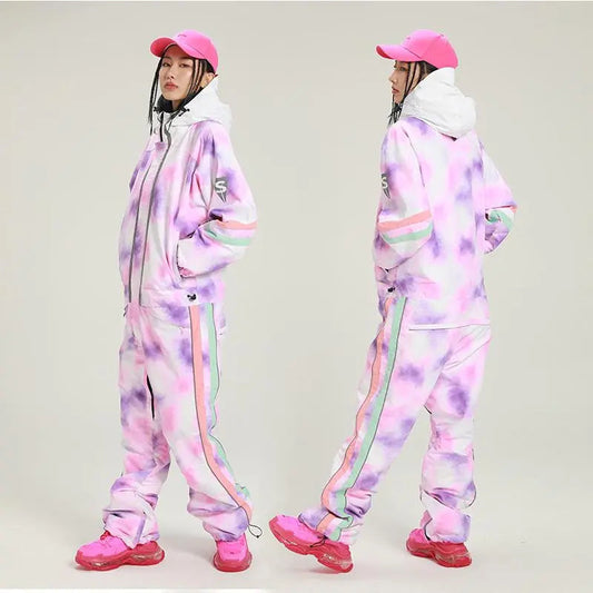 Women’s Retro One Piece Ski Jumpsuit Loose Fit Winter Suit