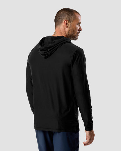 Mens Long Sleeve Hooded Active Tee Lightweight Workout Shirt with Hood