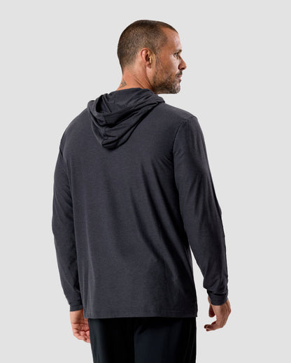 Mens Long Sleeve Hooded Active Tee Lightweight Workout Shirt with Hood
