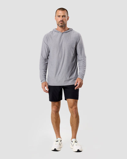 Mens Long Sleeve Hooded Active Tee Lightweight Workout Shirt with Hood