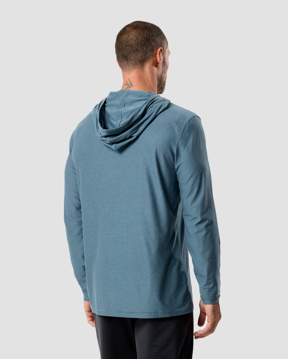 Mens Long Sleeve Hooded Active Tee Lightweight Workout Shirt with Hood