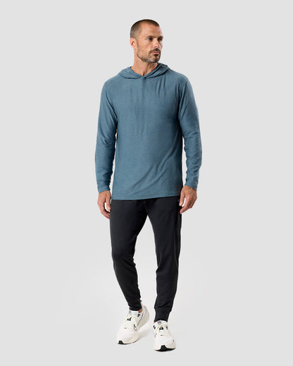 Mens Long Sleeve Hooded Active Tee Lightweight Workout Shirt with Hood