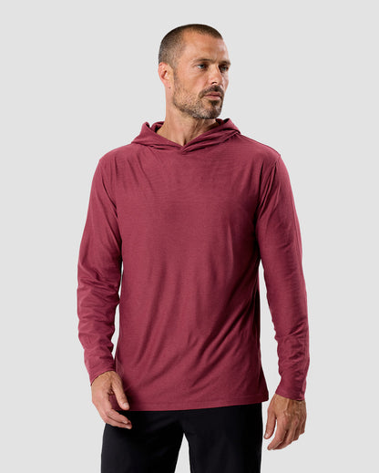 Mens Long Sleeve Hooded Active Tee Lightweight Workout Shirt with Hood