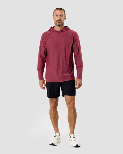 Mens Long Sleeve Hooded Active Tee Lightweight Workout Shirt with Hood