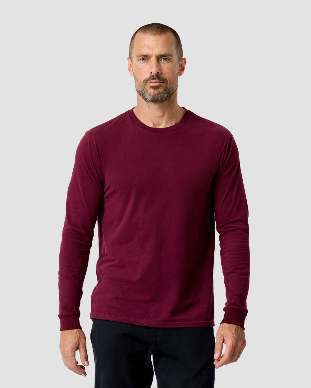Long Sleeve Tee Mens Essential Solid Tee Lightweight Breathable Comfy Fit