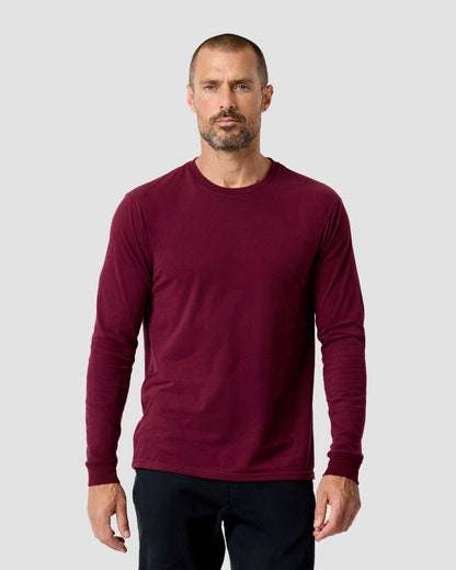 Long Sleeve Tee Mens Essential Solid Tee Lightweight Breathable Comfy Fit