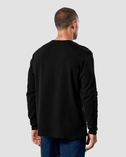 Mens Long Sleeve Waffle Knit Crewneck Shirt Casual Thermal Pullover
