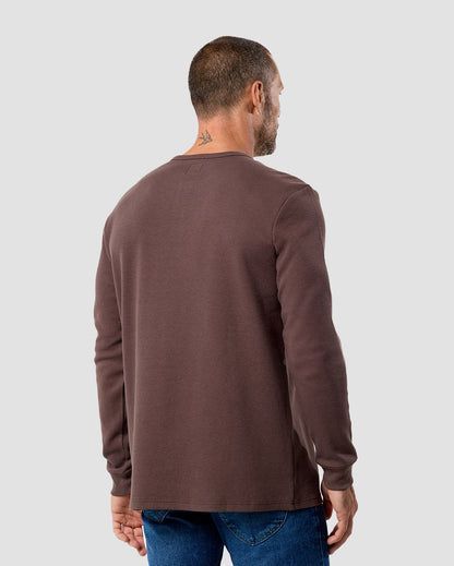 Mens Long Sleeve Waffle Knit Henley Shirt Casual Button Front Thermal Top