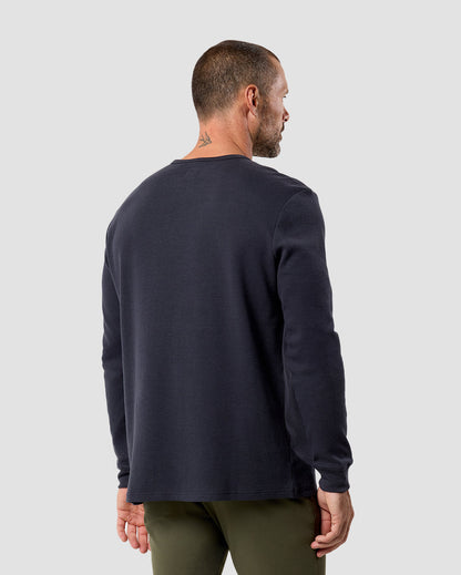 Mens Long Sleeve Waffle Knit Henley Shirt Casual Button Front Thermal Top