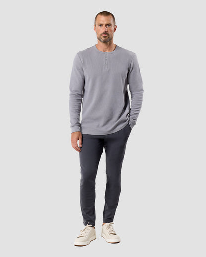 Mens Long Sleeve Waffle Knit Henley Shirt Casual Button Front Thermal Top