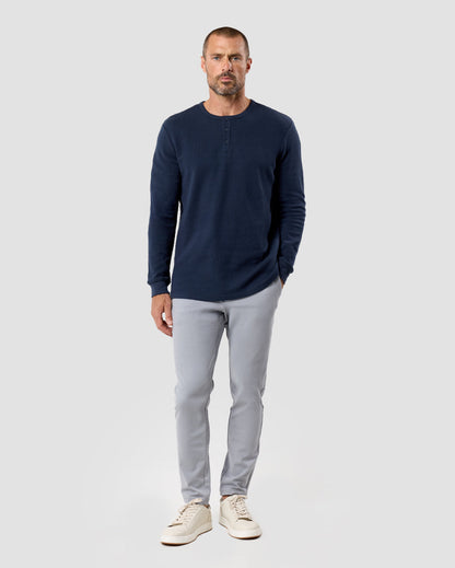 Mens Long Sleeve Waffle Knit Henley Shirt Casual Button Front Thermal Top