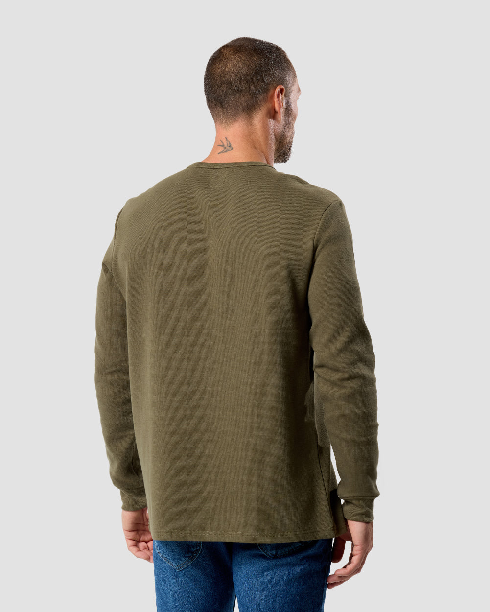 Mens Long Sleeve Waffle Knit Henley Shirt Casual Button Front Thermal Top