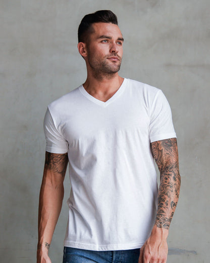 V-Neck Tee Cotton Black T-shirt for Men