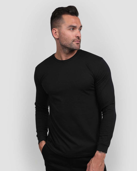 Long Sleeve Tee Mens Essential Solid Tee Lightweight Breathable Comfy Fit