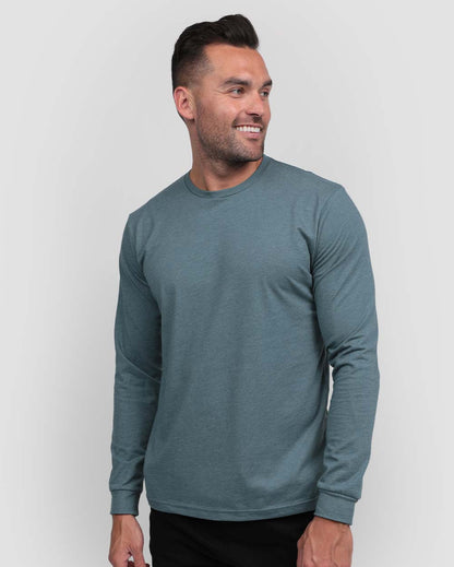 Long Sleeve Tee Mens Essential Solid Tee Lightweight Breathable Comfy Fit