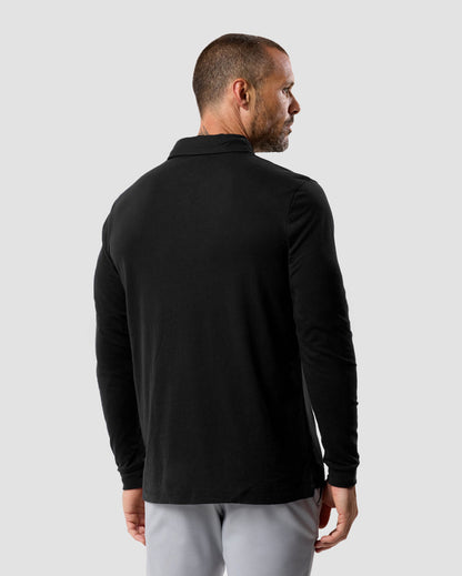 Long Sleeve Polo Shirt Sweatshirt for Men Blue