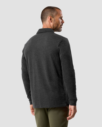 Long Sleeve Polo Shirt Sweatshirt for Men Blue