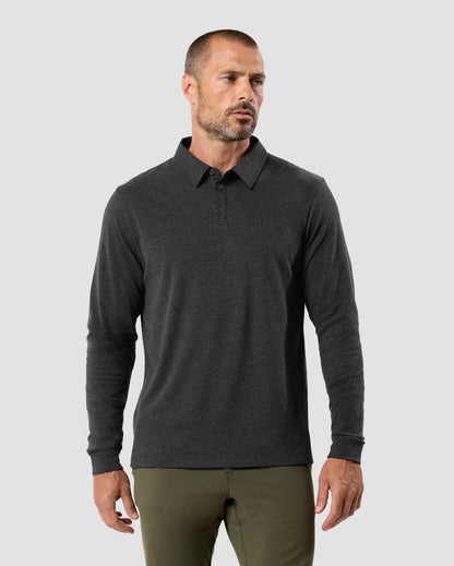 Long Sleeve Polo Shirt Sweatshirt for Men Blue