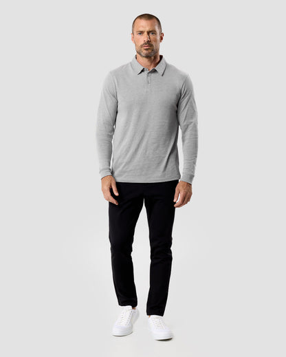 Long Sleeve Polo Shirt Sweatshirt for Men Blue