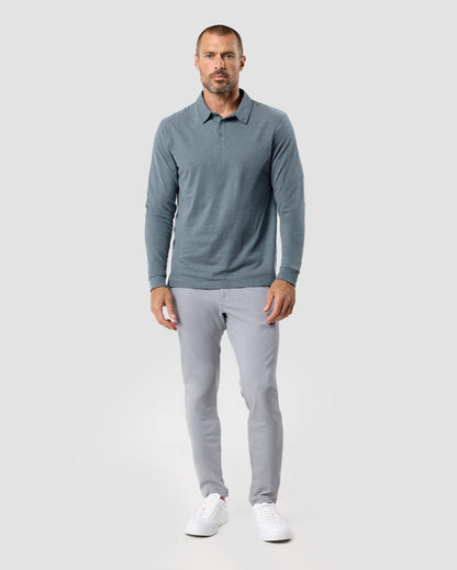 Long Sleeve Polo Shirt Sweatshirt for Men Blue