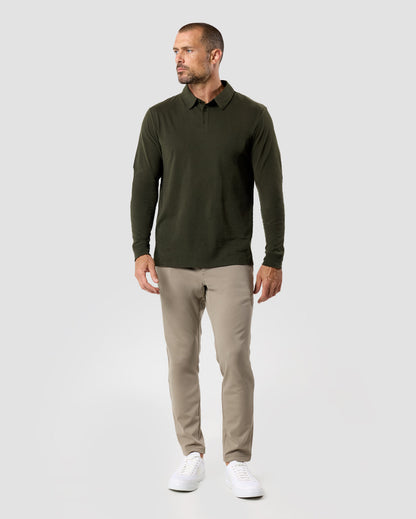 Long Sleeve Polo Shirt Sweatshirt for Men Blue
