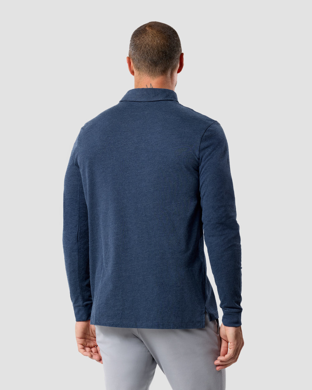 Long Sleeve Polo Shirt Sweatshirt for Men Blue