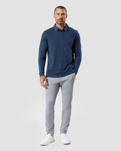 Long Sleeve Polo Shirt Sweatshirt for Men Blue