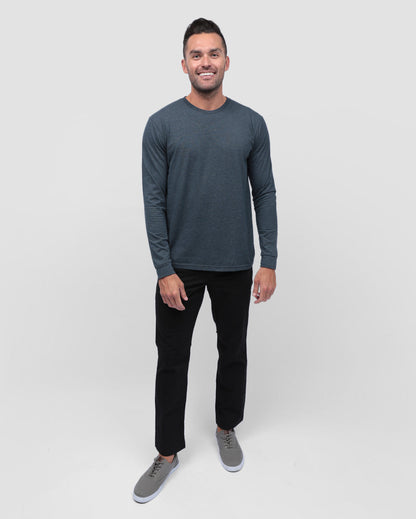 Long Sleeve Tee Mens Essential Solid Tee Lightweight Breathable Comfy Fit