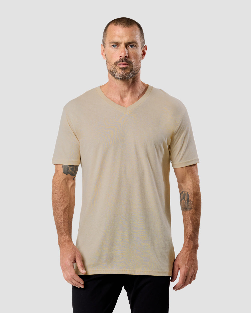 V-Neck Tee Cotton Black T-shirt for Men