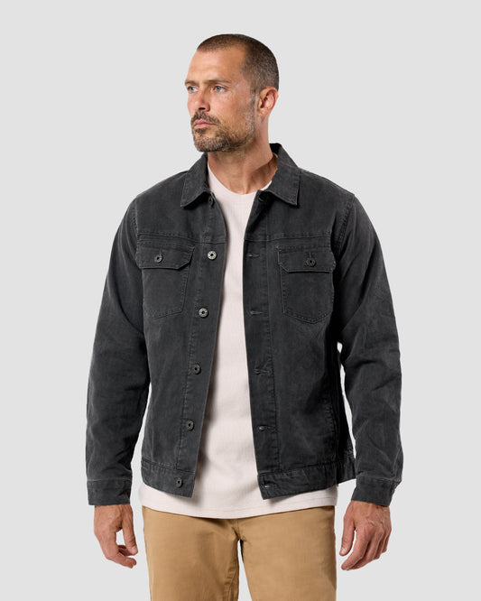Mens Trucker Jacket Classic Fit Button Up with Chest and Side Pockets
