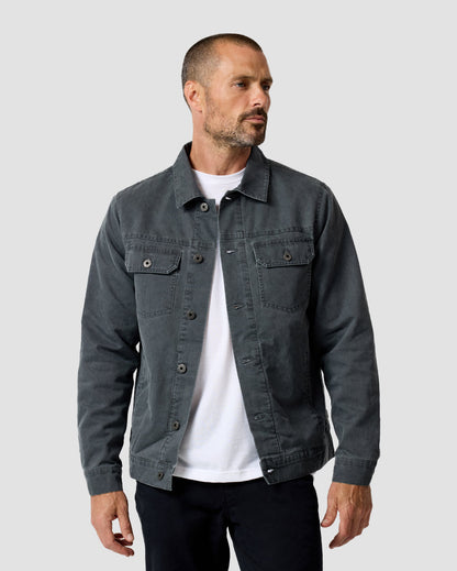 Mens Trucker Jacket Classic Fit Button Up with Chest and Side Pockets